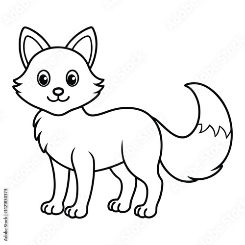 Cute cartoon fox line art illustration for coloring books and children projects