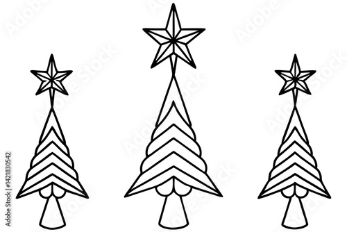 Festive Star Topper Line Art Design