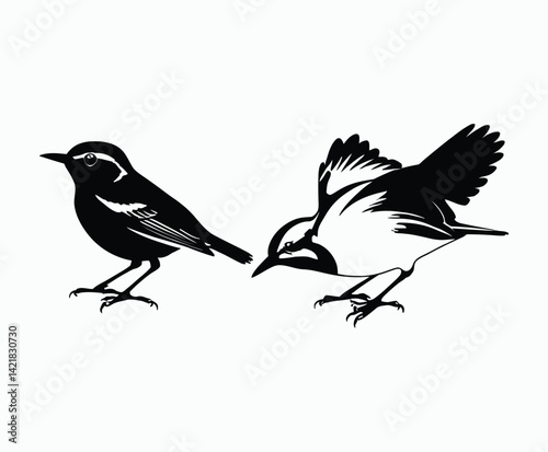 Yellow Rumped Warbler Silhouettes Template