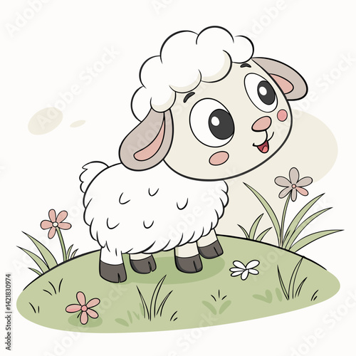 Vector Cute baby sheep cartoon
