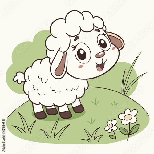 Vector Cute baby sheep cartoon