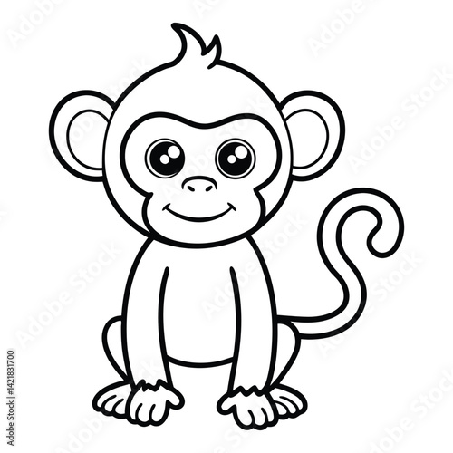 Cute cartoon monkey illustration outline style perfect for coloring books and creative projects