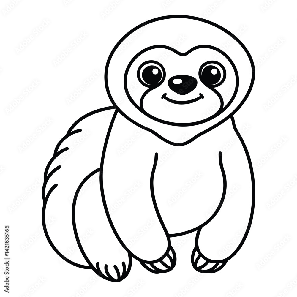 Cute sloth cartoon line art drawing vector illustration for coloring book and design projects Cute sloth cartoon line art drawing vector illustration for coloring book and design projects