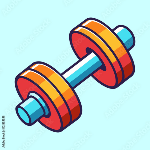 Isometric cartoon dumbbell illustration for weightlifting, fitness, and exercise related materials