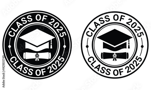 Class of 2025 ink rubber stamp vector template