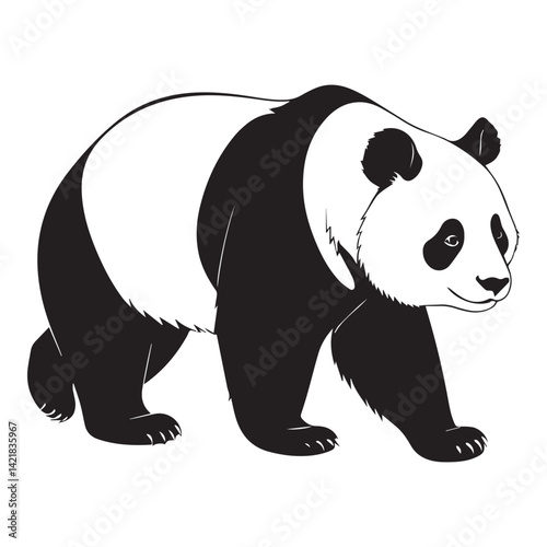 create a panda Silhouette Vector with white background 