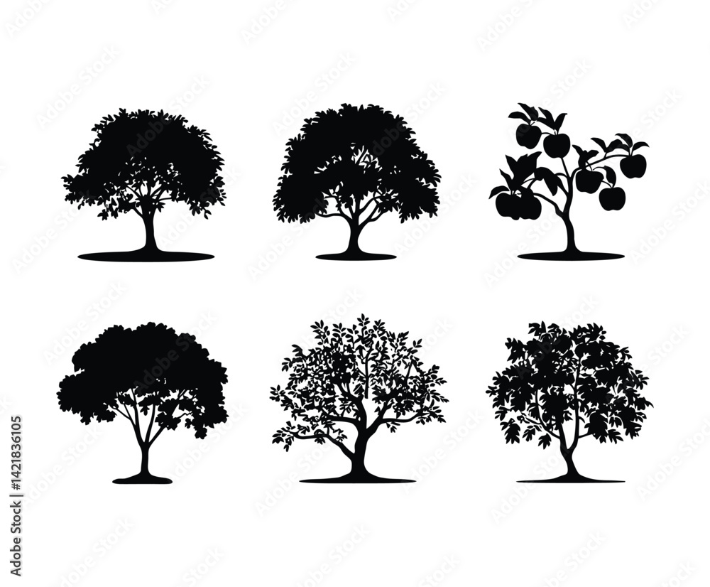 Fototapeta premium Simple Apple Tree Silhouette EPS Vector Template