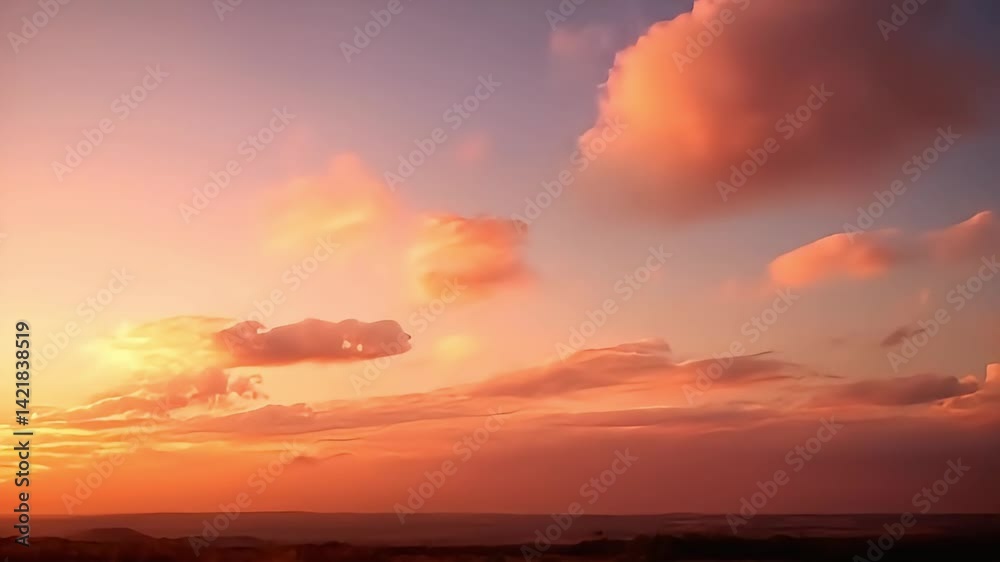 Glowing Sky with Soft Clouds at Dusk for Background Imagery