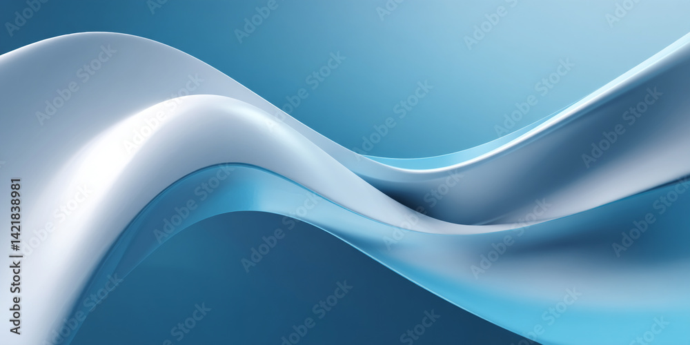 Curved Abstract Background Showcasing Smooth Flows and Dynamic Design in Shades of Blue and Silver