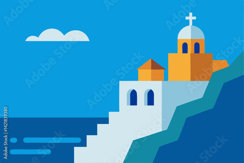 vector illustration of church in the background