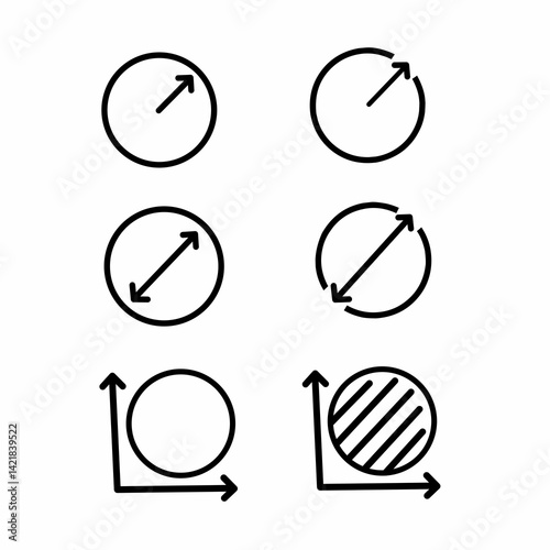 Circle Measurement and Geometry Symbols in Vector Style