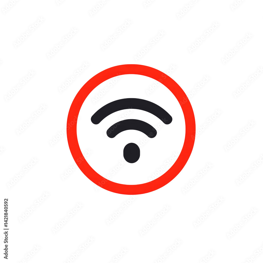 Red Circle Wifi Icon Wireless Network Connection Symbol Red Circle Wifi Icon Wireless Network Connection Symbol