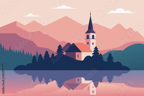 landscape with church