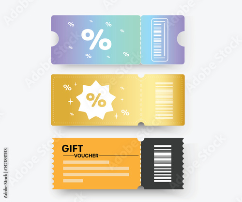Gift voucher design is a card concept used to display purchases, discounts, redemptions, or gift cards.