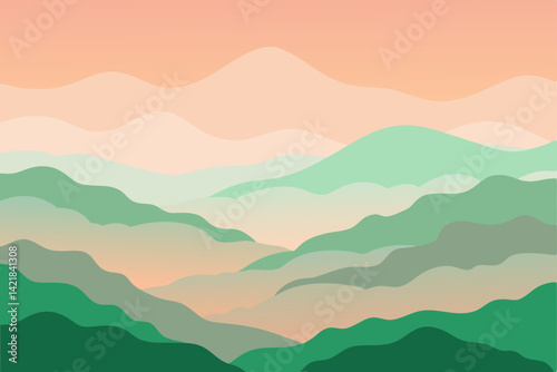 landscape with mountains and clouds
