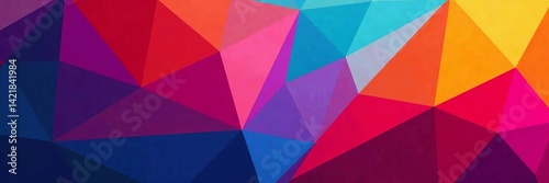 Vibrant geometric abstract background showcasing a colorful triangular pattern.