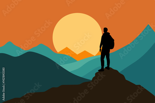 silhouette of a man on the mountain
