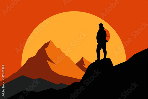 silhouette of a man on a mountain top