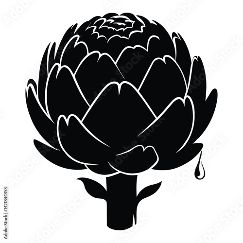 Artichoke Silhouette, Vector, Icon, Logo, White Background.