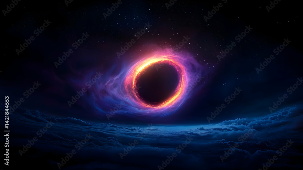 Obraz premium Fiery Cosmic Ring Above Cloudscape