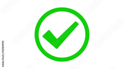Symbol of check mark inside a circle round animation, symbolizing approval or completion