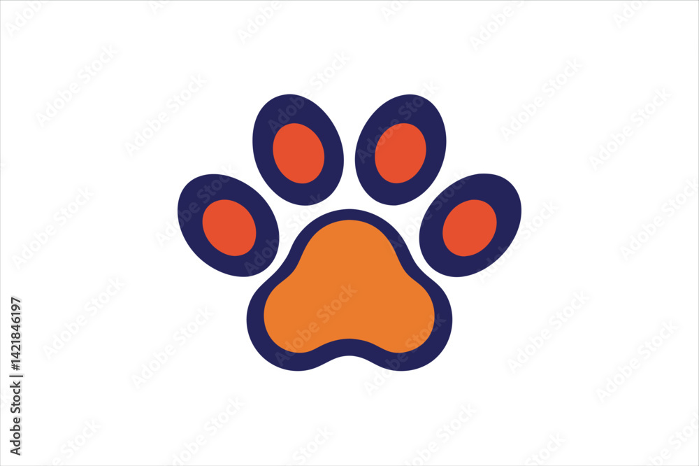 Fototapeta premium Vector of Dog Paw Mark in Bold Black for Pet-Themed Designs