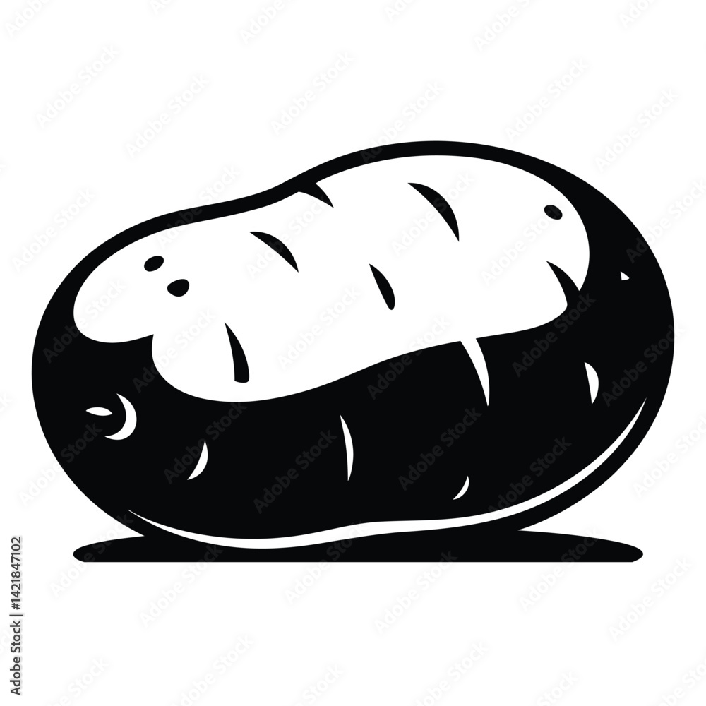 Potato Silhouette, Vector, Icon, Logo, White Background. Potato Silhouette, Vector, Icon, Logo, White Background.
