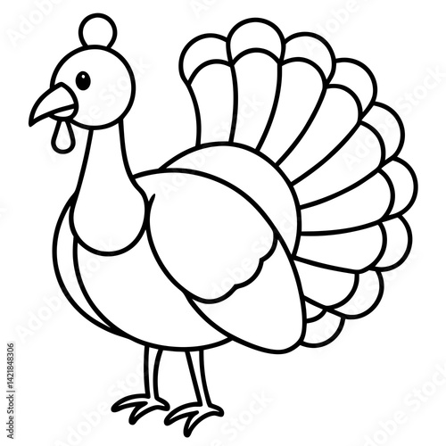 Elegant Turkey in Continuous Line Vector