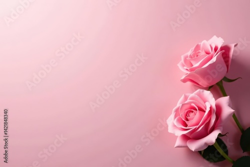 Wallpaper Mural Soft pink backdrop, delicate roses, elegant mood , botany, background image, still life Torontodigital.ca