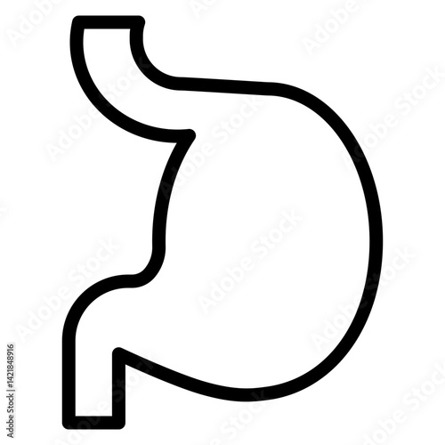 Human Stomach – Anatomy Outline Icons – Vector Illustration of Digestive Organ for Medical, Gastroenterology, and Educational Use