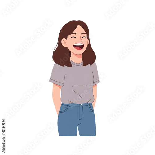 Vector of a teenager laughing loudly