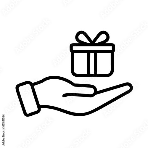 hand gift icon on transparent background for apps and websites