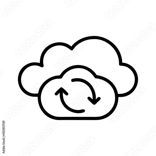 cloud sync icon on transparent background for apps and websites