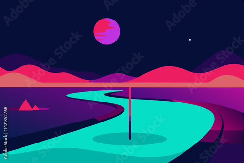 night landscape with moon