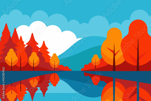 autumn landscape with lake