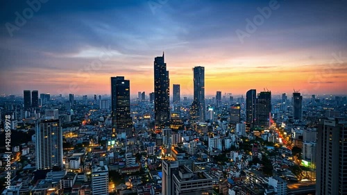 Wallpaper Mural City skyline illuminates sprawling cityscape during dusky evening glow Torontodigital.ca