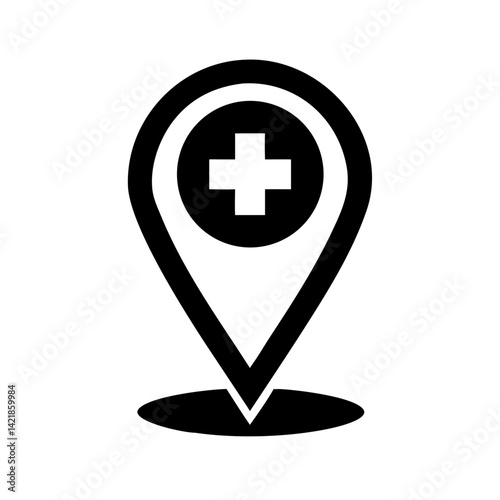 hospital location icon on transparent background for apps and websites