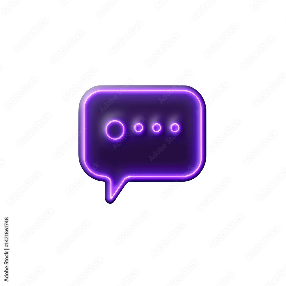 Fototapeta premium Purple Neon Speech Bubble with Ellipsis Digital Communication Icon