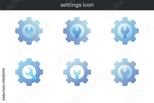 Modern gradient style settings icon with wrench for configuration and maintenance