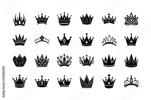  24 Crown Silhouette Vector Bundle 