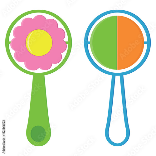 The icon of a child's rattle toy. Isolated color vector illustration