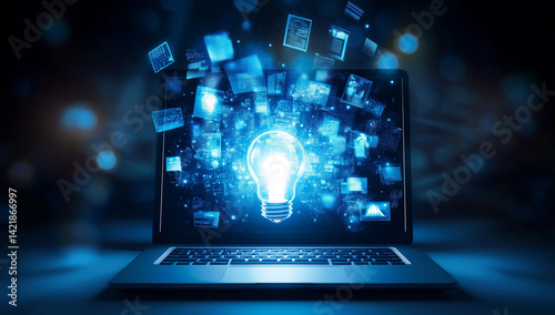 Digital technology e-learning concept for online internet courses