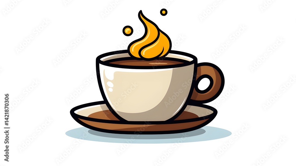 Obraz premium Detailed Cartoon Doodle Coffee Cup Vector Illustration for Commercial Use