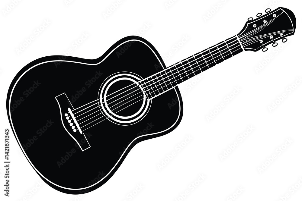 Obraz premium Guitar icon set. Acoustic guitar silhouette Vector.