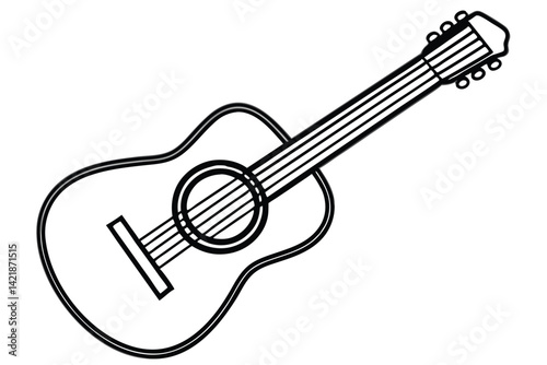 Guitar icon set. Acoustic guitar silhouette Vector.