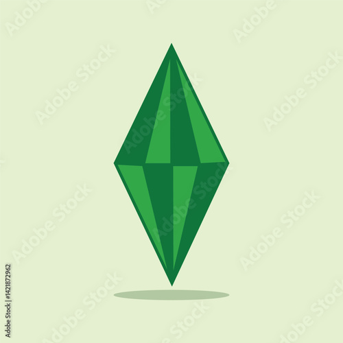 diamond stone illustration. Gemstone. Green gemstone.