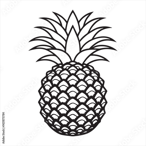 Pineapple tropical sweet summer fruit silhouette icon isolated on white background