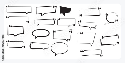 Speech Bubble Icon Set, Comic Cloud Quote Boxes and Doodle Frame Collection speech, bubble, icon, set, quote, cloud, comic, doodle, box, frame, collection