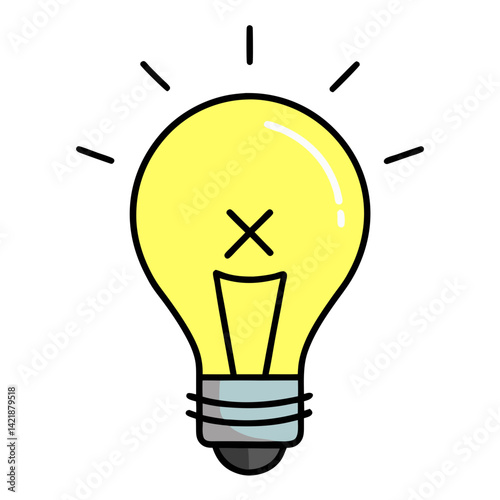 Simple Cartoon Light Bulb Design with Bright Concept