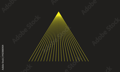 Vanishing point line art, Geometric lines in perspective, Abstract triangle shape with depth, Orange linear perspective design, Futuristic converging line pattern